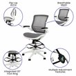 Flash Furniture Mesh Drafting Chair in Gray and White