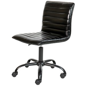 flash furniture faux leather low back office swivek chair in black