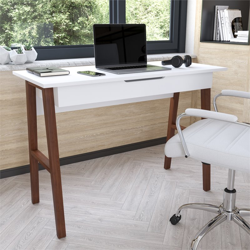 Flash Furniture Wooden Computer Desk in White and Walnut