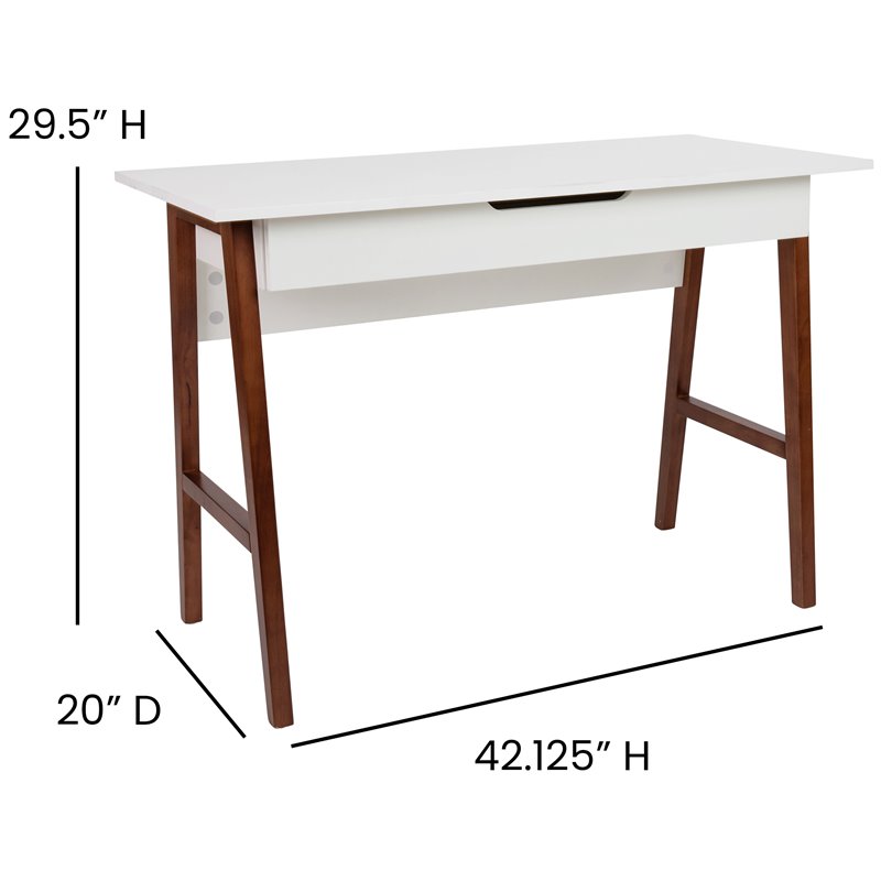 Flash Furniture Wooden Computer Desk in White and Walnut