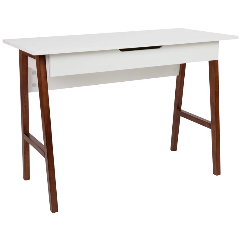 Flash Furniture Wooden Computer Desk in White and Walnut
