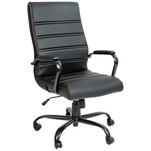flash furniture leather high back office chair in black