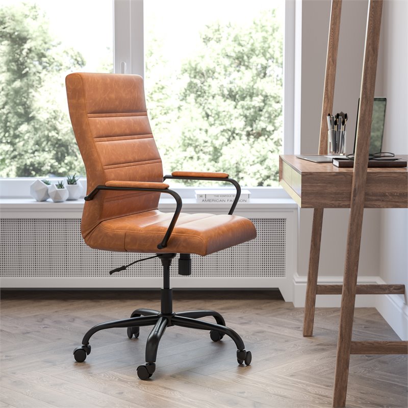 Flash Furniture Leather High Back Office Chair in Brown