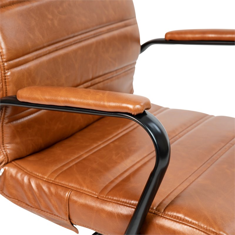 Flash Furniture Leather High Back Office Chair in Brown
