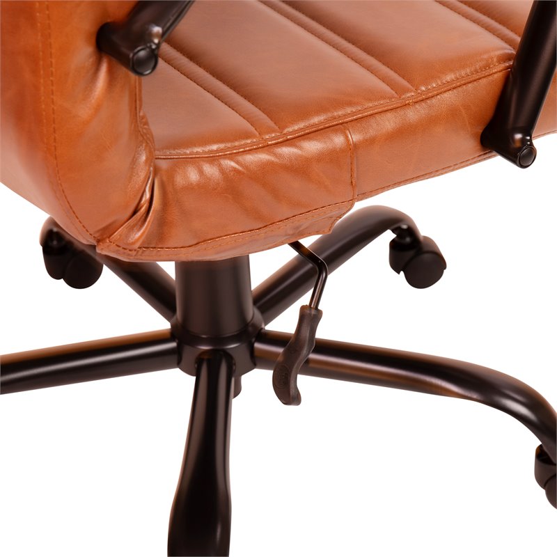 Flash Furniture Leather High Back Office Chair in Brown