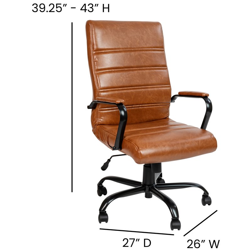 Flash Furniture Leather High Back Office Chair in Brown