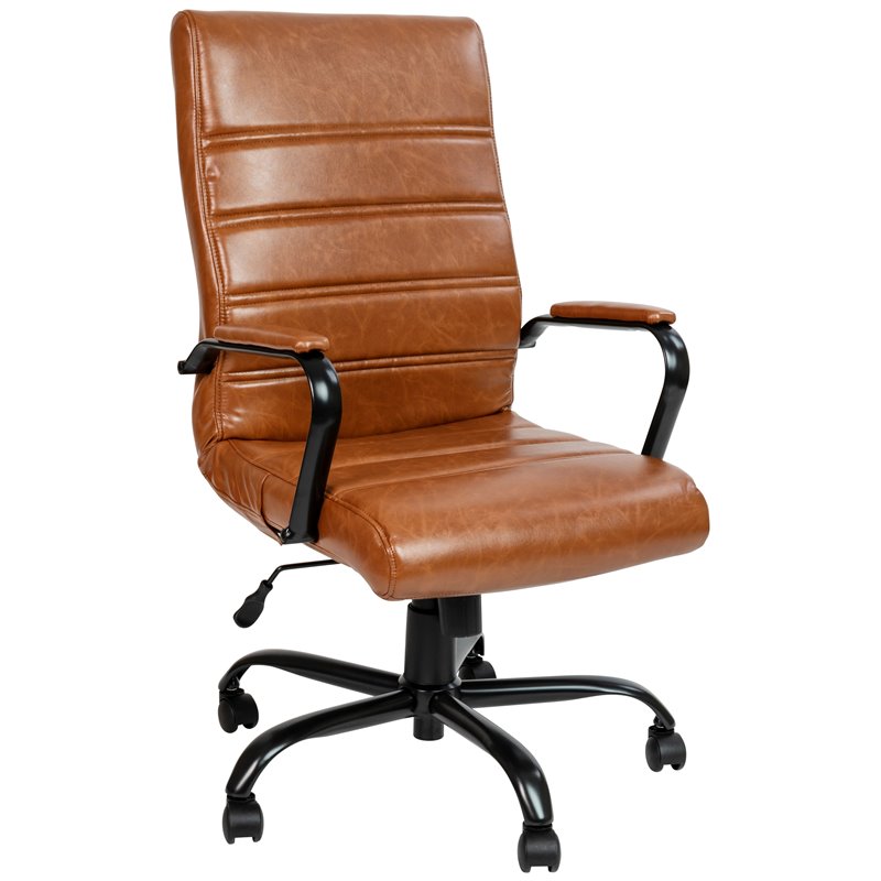 Flash Furniture Leather High Back Office Chair in Brown
