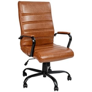 flash furniture leather high back office chair in brown