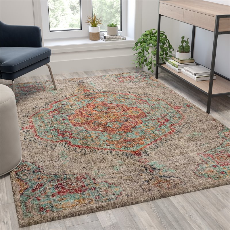 Flash Furniture 5' x 7' Multicolored Polyester Area Rug
