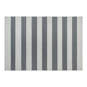 Flash Furniture 81.5&quot x 60&quot Striped Cabana Fabric Area Rug in Gray/White