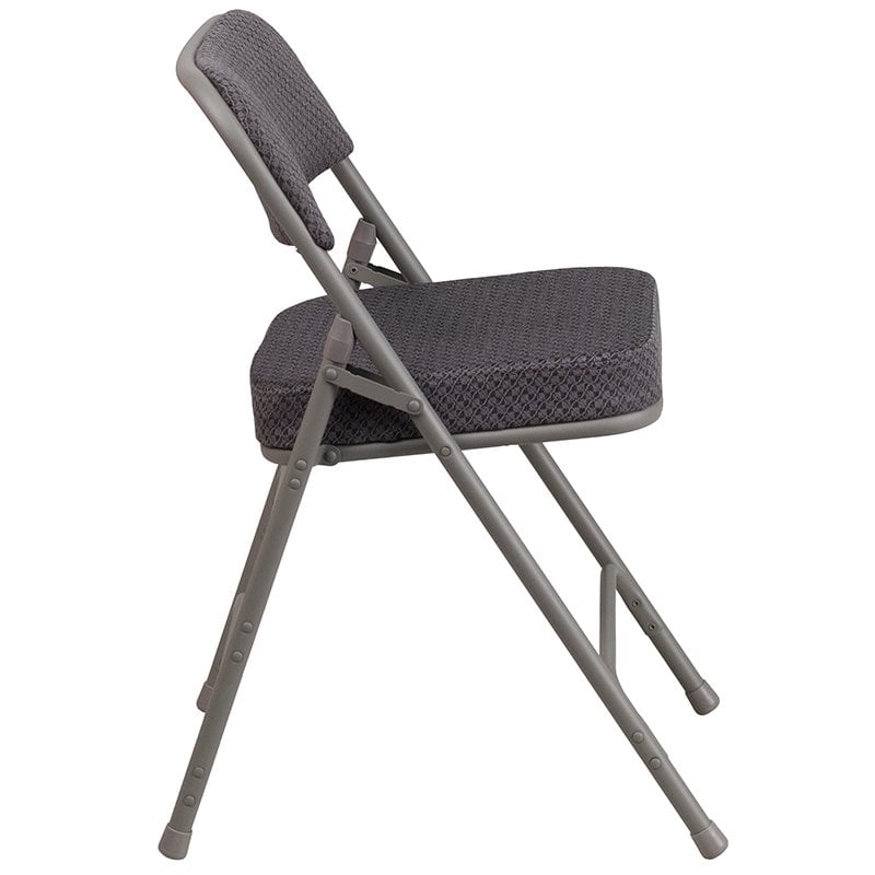 Flash Furniture Hercules Double Hinged Metal Folding Chair in Gray (Set of 2)