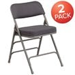 Flash Furniture Hercules Double Hinged Metal Folding Chair in Gray (Set of 2)