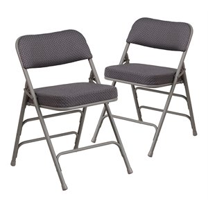 flash furniture hercules double hinged metal folding chair in gray (set of 2)