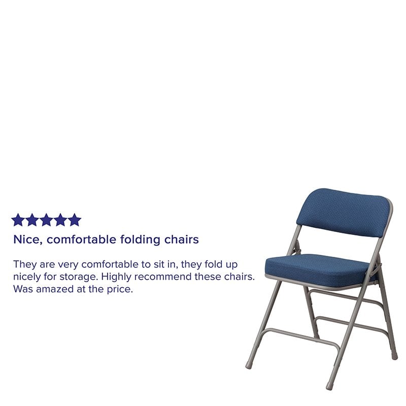 Flash Furniture Hercules Double Hinged Metal Folding Chair in Navy (Set of 2)