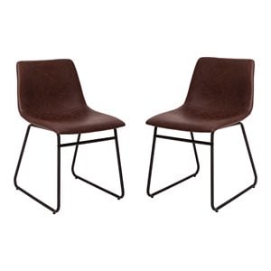 Flash Furniture 18&quot LeatherSoft Dining Chairs in Dark Brown/Black (Set of 2)