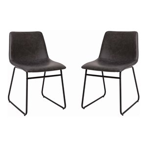 Flash Furniture 18&quot LeatherSoft Dining Chairs in Gray/Black (Set of 2)
