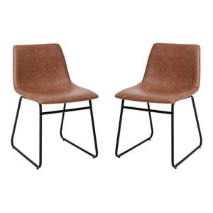 Flash Furniture 18&quot LeatherSoft Dining Chairs in Light Brown/Black (Set of 2)