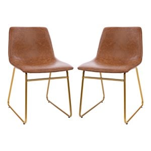 Flash Furniture 18&quot LeatherSoft Dining Chairs in Light Brown/Gold (Set of 2)