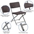 Flash Furniture Hercules Rattan Plastic Folding Chair in Brown/Gray (Set of 2)