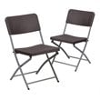 Flash Furniture Hercules Rattan Plastic Folding Chair in Brown/Gray (Set of 2)