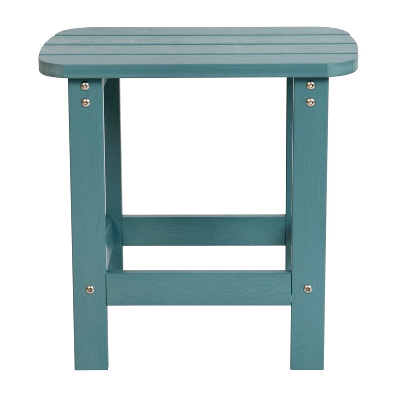 Flash Furniture Charlestown All-Weather Resin Adirondack Side Table in Teal Blue