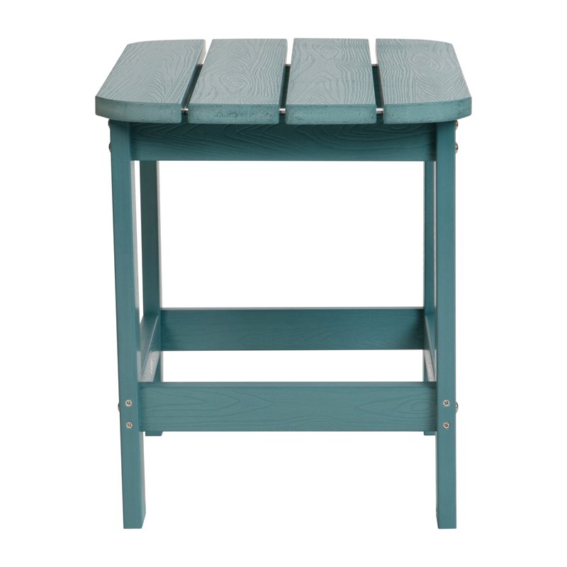 Flash Furniture Charlestown All-Weather Resin Adirondack Side Table in Teal Blue