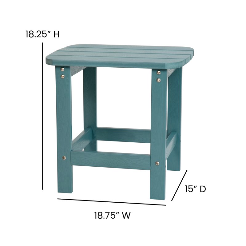 Flash Furniture Charlestown All-Weather Resin Adirondack Side Table in Teal Blue