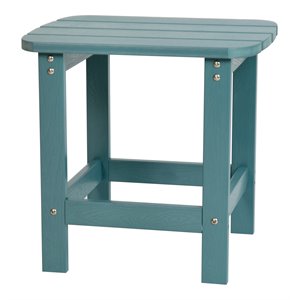 flash furniture charlestown all-weather resin adirondack side table in teal blue