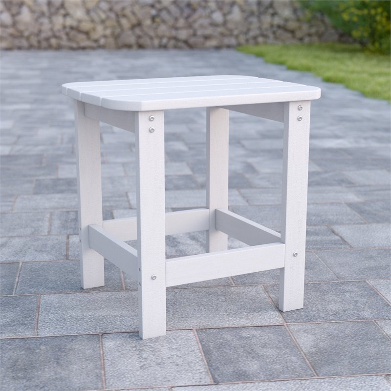 Flash Furniture Charlestown All-Weather Resin Adirondack Side Table in White
