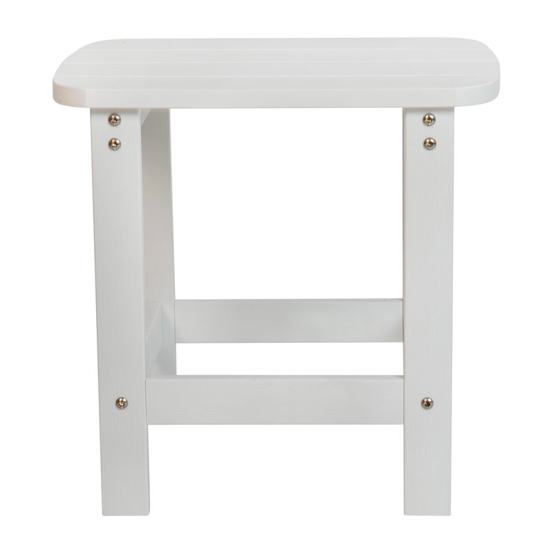 Flash Furniture Charlestown All-Weather Resin Adirondack Side Table in White