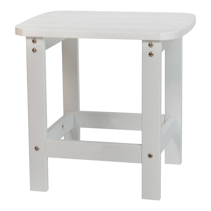 Flash Furniture Charlestown All-Weather Resin Adirondack Side Table in White