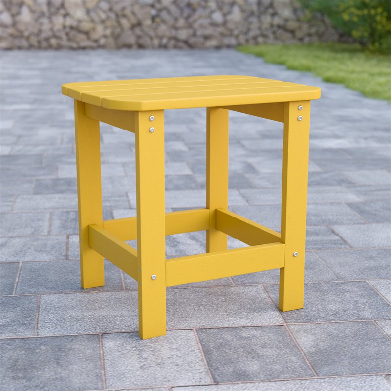 Flash Furniture Charlestown All-Weather Resin Adirondack Side Table in Yellow