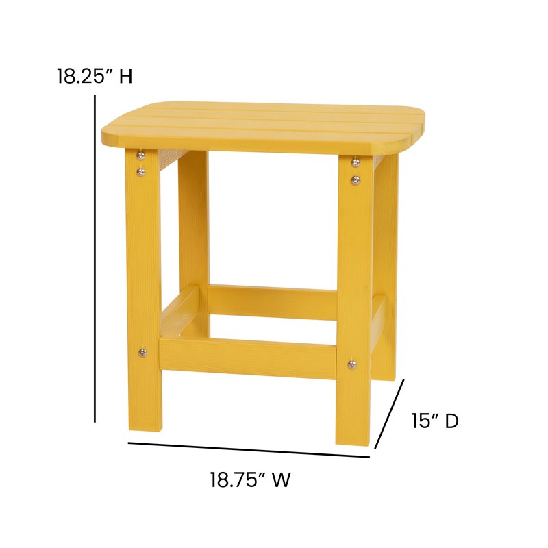 Flash Furniture Charlestown All-Weather Resin Adirondack Side Table in Yellow