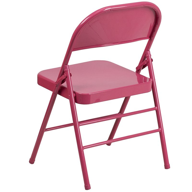 Flash Furniture Hercules Colorburst Metal Folding Chair in Pink (Set of two)