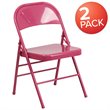 Flash Furniture Hercules Colorburst Metal Folding Chair in Pink (Set of two)
