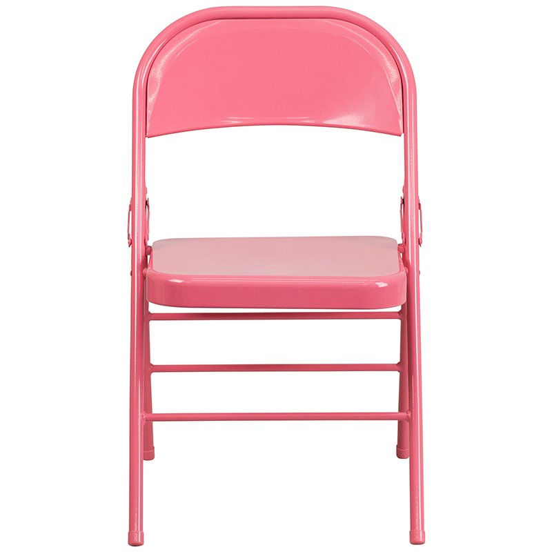 Flash Furniture Hercules Colorburst Metal Folding Chair in Pink (Set of 2)