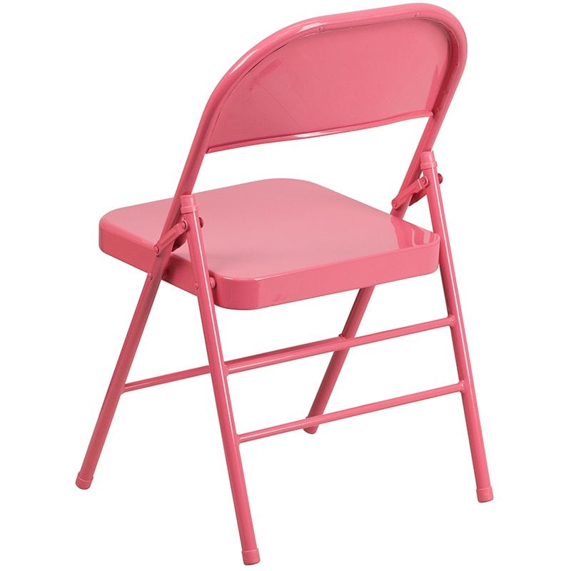 Flash Furniture Hercules Colorburst Metal Folding Chair in Pink (Set of 2)