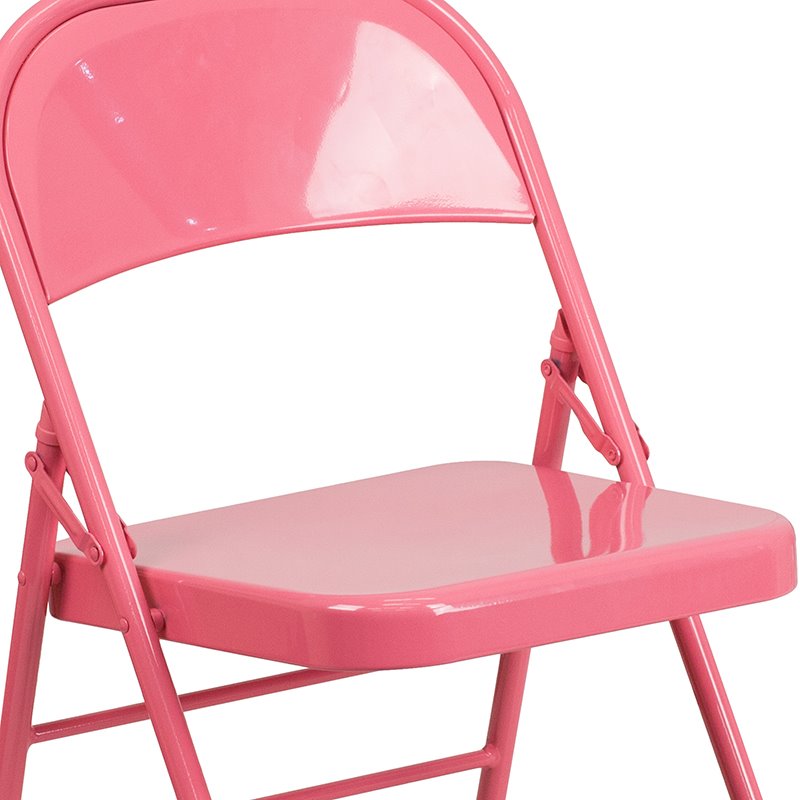 Flash Furniture Hercules Colorburst Metal Folding Chair in Pink (Set of 2)