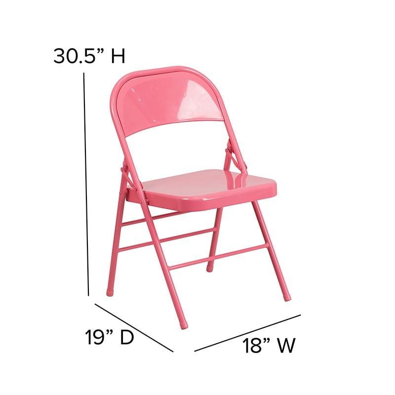 Flash Furniture Hercules Colorburst Metal Folding Chair in Pink (Set of 2)