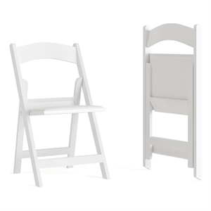 Flash Furniture Hercules Resin and Vinyl Folding Chair in White (Set of 2)