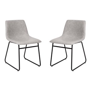 Flash Furniture 18&quot LeatherSoft Dining Chairs in Light Gray/Black (Set of 2)