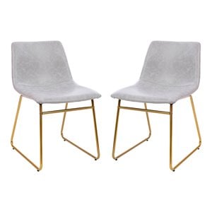Flash Furniture 18&quot LeatherSoft Dining Chairs in Light Gray/Gold (Set of 2)