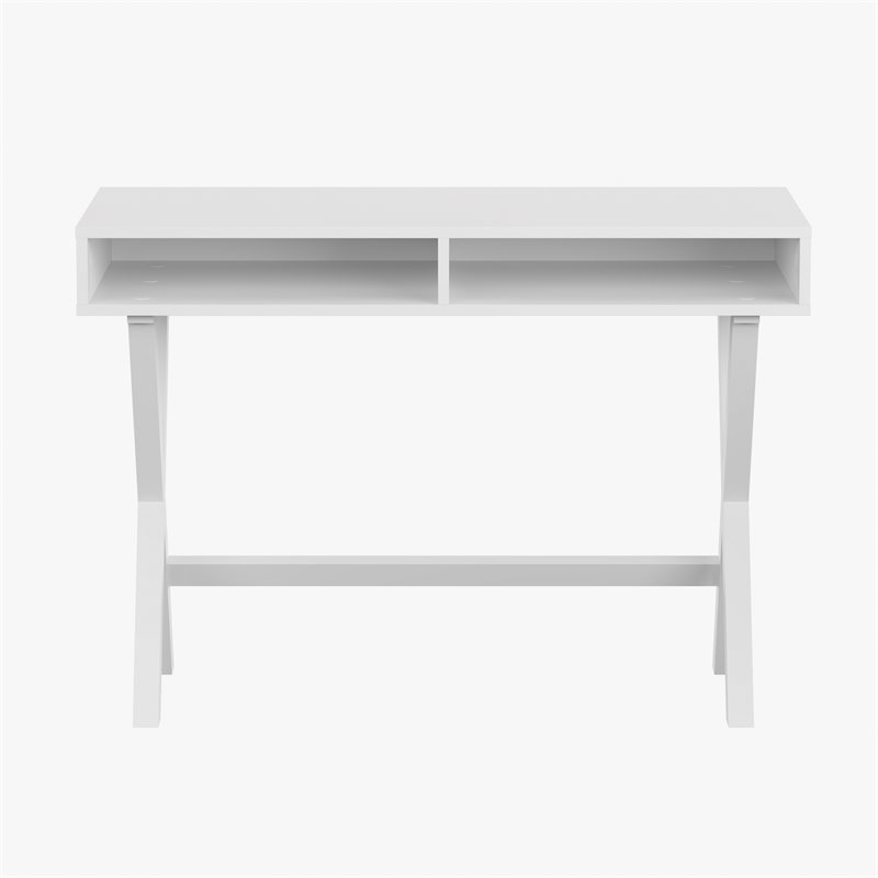 Flash Furniture Wood Writing Computer Desk with Open Storage in White