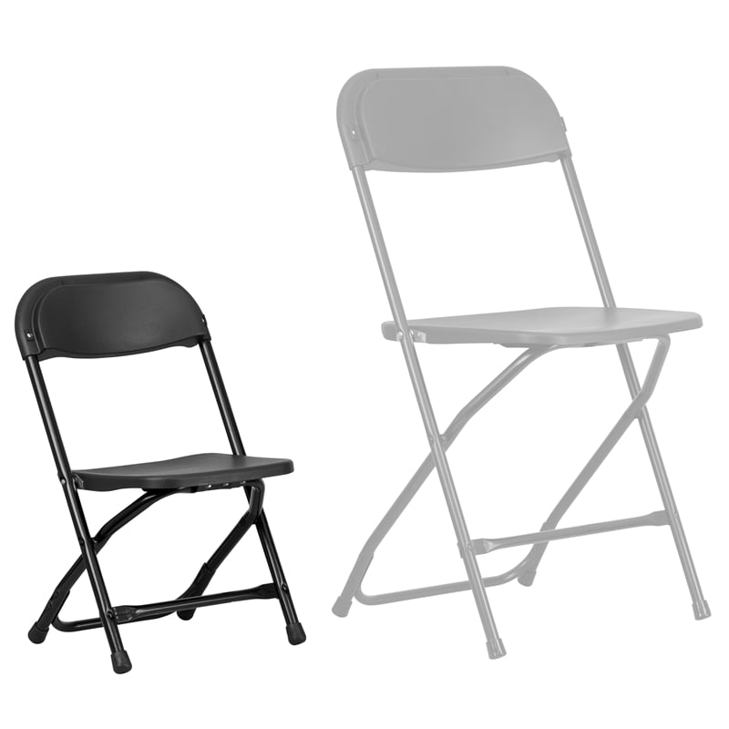 Flash Furniture Plastic and Metal Kid Folding Chair in Black (Set of 2)