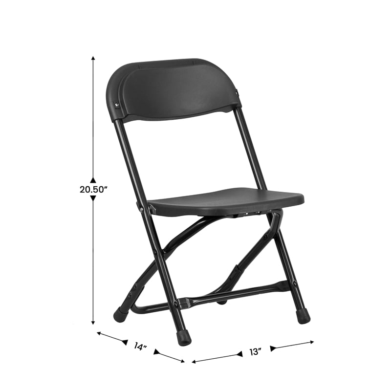 Flash Furniture Plastic and Metal Kid Folding Chair in Black (Set of 2)