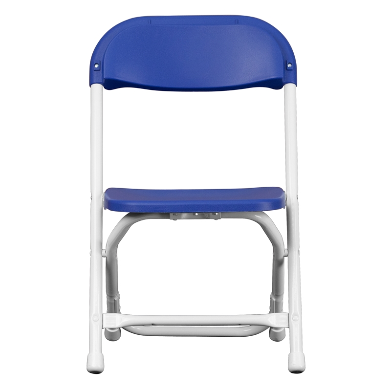 Flash Furniture Plastic and Metal Kid Folding Chair in Blue/White (Set of 2)