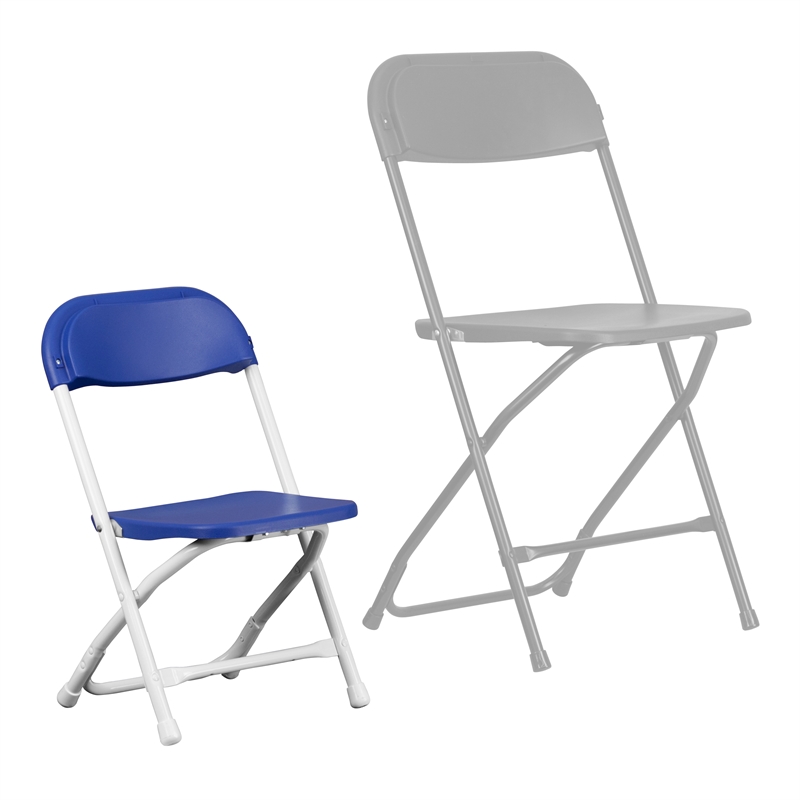 Flash Furniture Plastic and Metal Kid Folding Chair in Blue/White (Set of 2)