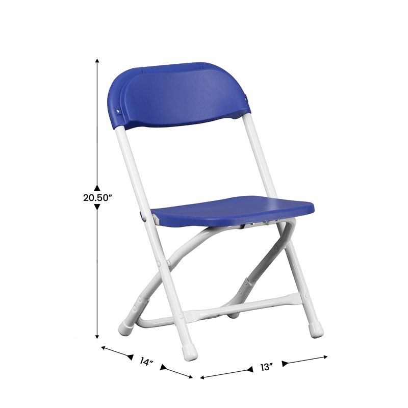 Flash Furniture Plastic and Metal Kid Folding Chair in Blue/White (Set of 2)