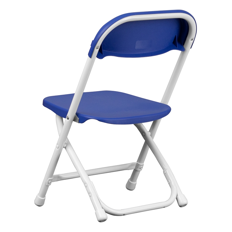 Flash Furniture Plastic and Metal Kid Folding Chair in Blue/White (Set of 2)