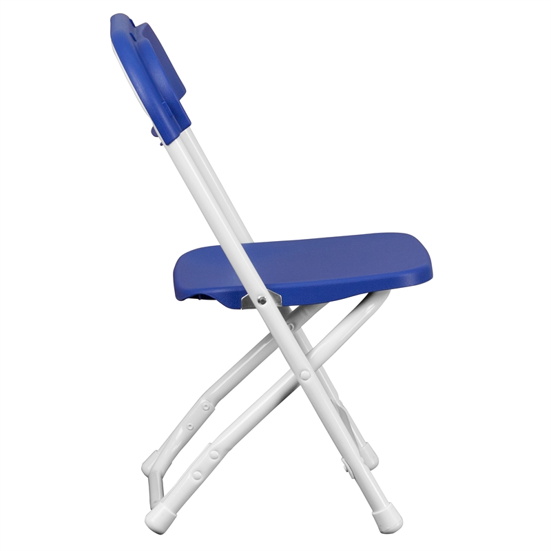 Flash Furniture Plastic and Metal Kid Folding Chair in Blue/White (Set of 2)